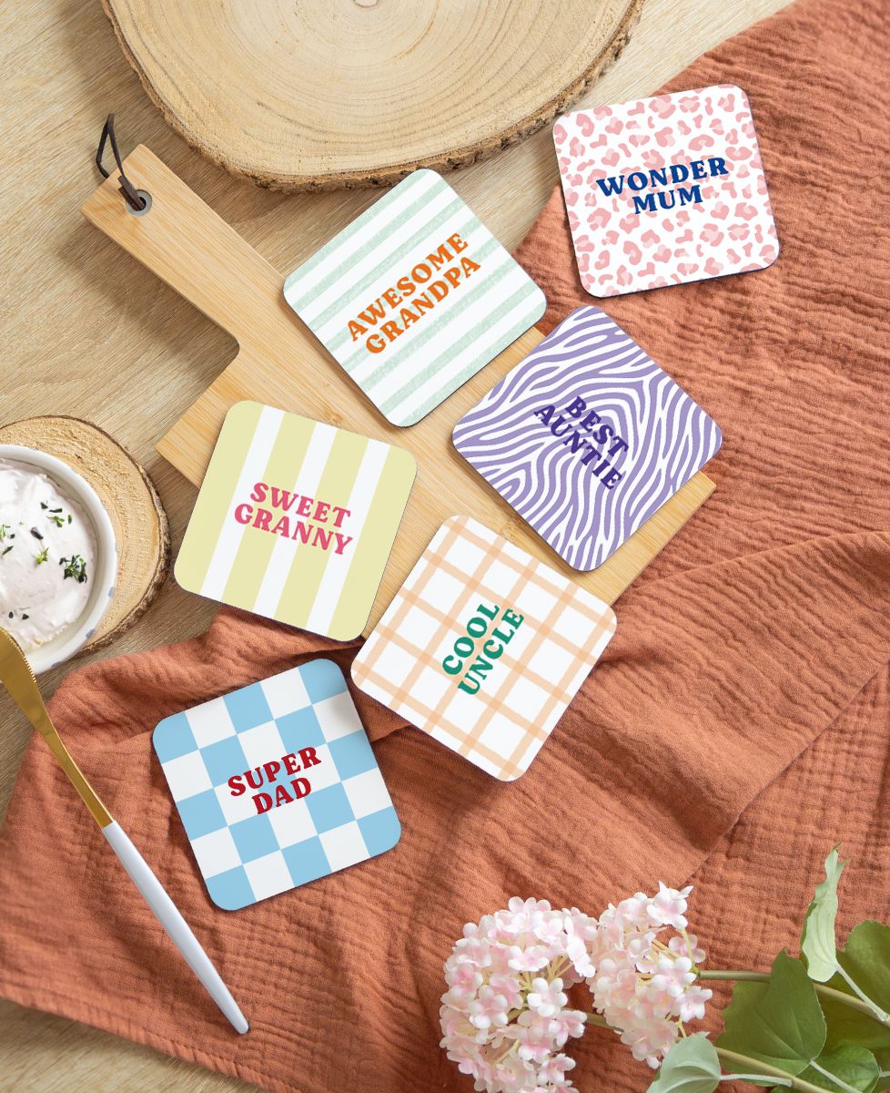 Personalized coasters with text and color pattern | Monsieur TSHIRT