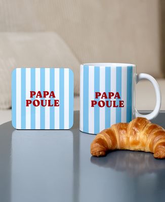 Mug et dessous de verre texte et motif coloré personnalisés