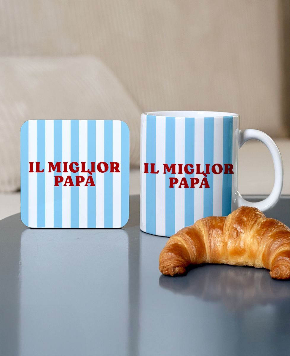 Box Tazza e sottobicchiere personalizzati con testo e design colorato