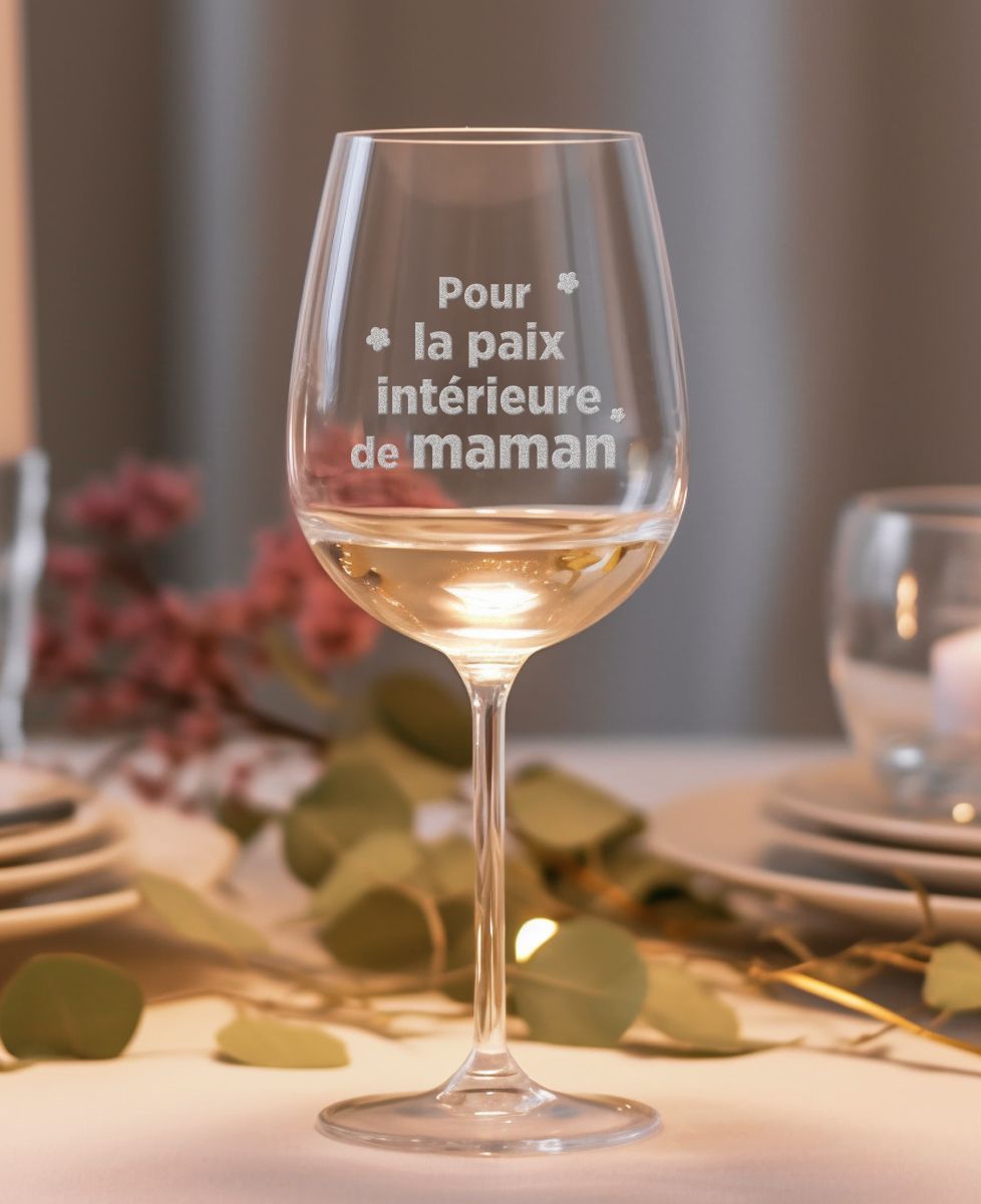 Verre à vin Pour la paix intérieure de maman - Apéro, Mariage