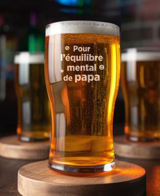 Verre à bière Pour l’équilibre mental de Papa - Apéro, Mariage