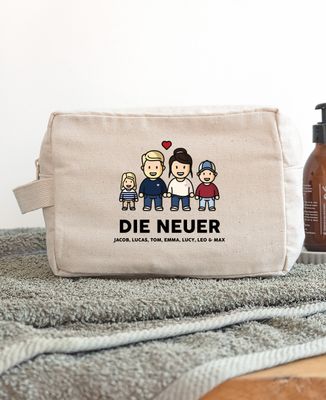 Kulturbeutel Figuren Familie personalisieren - Papa-Geschenke, Geschenke Mama