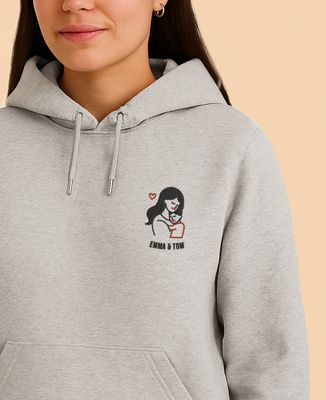 Women's Hoodie Personalized embroidered mom and child - Mom's gifts, Mom/Dad-to-be
