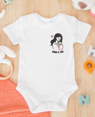 Body Personalized embroidered mom and child - Mom's gifts, Mom/Dad-to-be