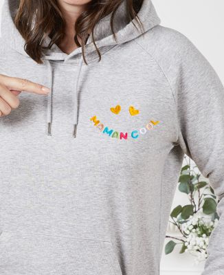 Hoodie femme Mama cool dans un sourire (brodé) - Cadeaux Papa, Cadeaux Maman