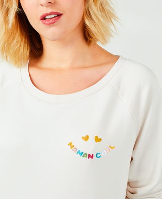 Sweatshirt femme Mama cool dans un sourire (brodé) - Cadeaux Papa, Cadeaux Maman