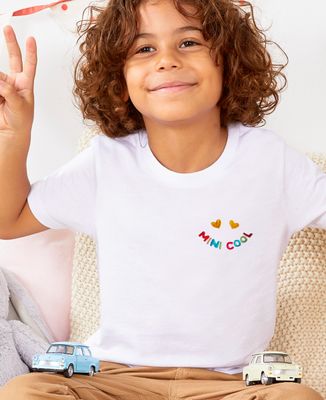 T-shirt enfant Mini cool dans un sourire (brodé) - Cadeaux Papa, Cadeaux Maman