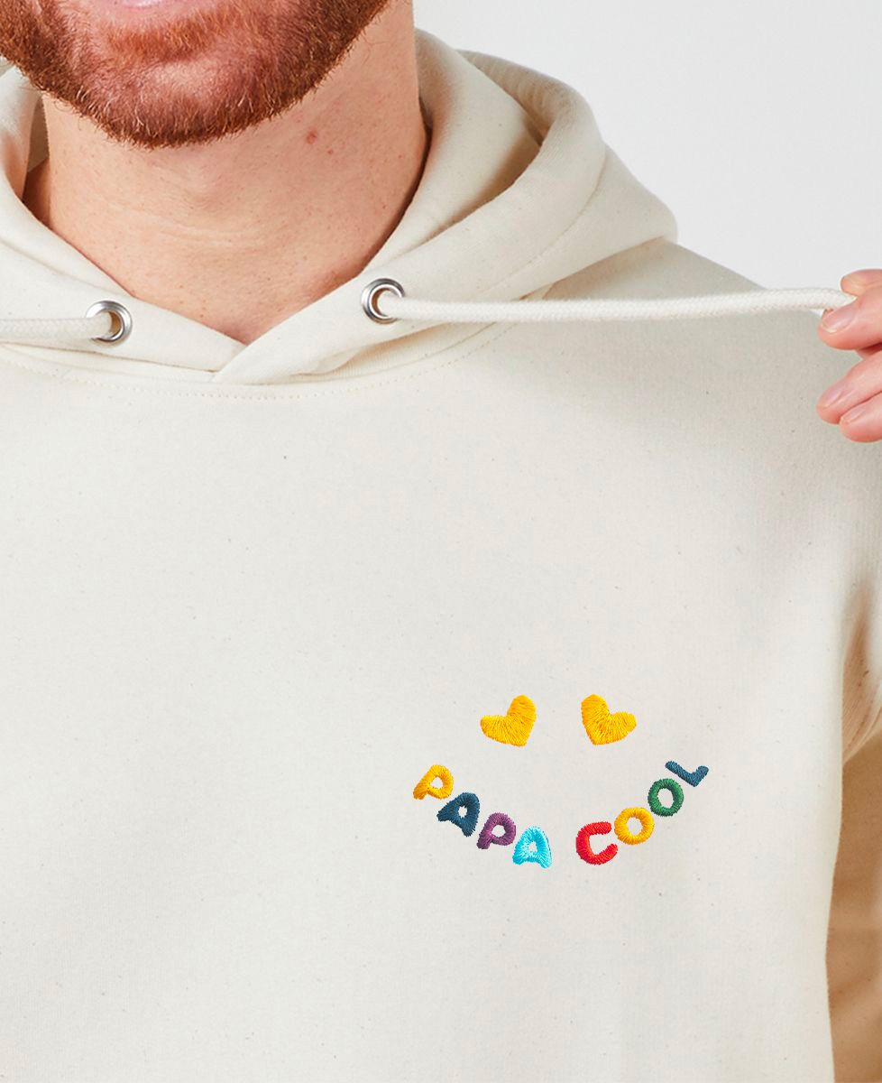 Hoodie homme Papa cool dans un sourire (brodé) - Cadeaux Papa, Cadeaux Maman