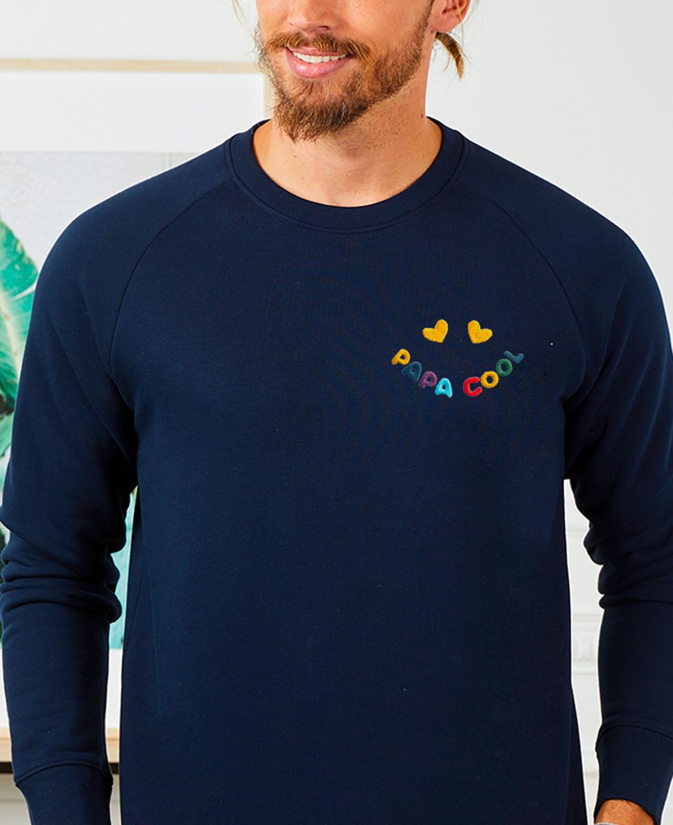 Sweatshirt homme Papa cool dans un sourire (brodé) - Cadeaux Papa, Cadeaux Maman