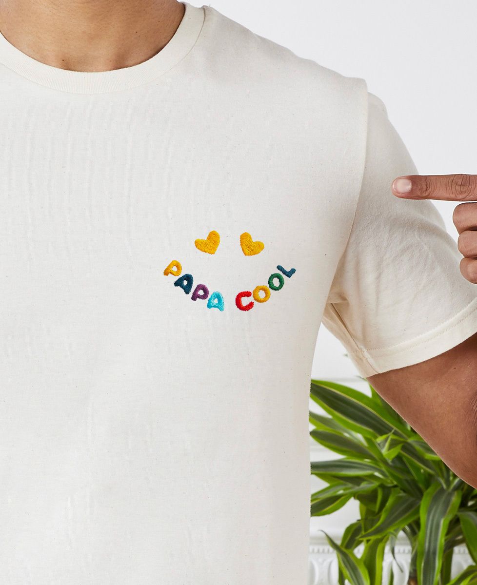 T-shirt homme Papa cool dans un sourire (brodé) - Cadeaux Papa, Cadeaux Maman