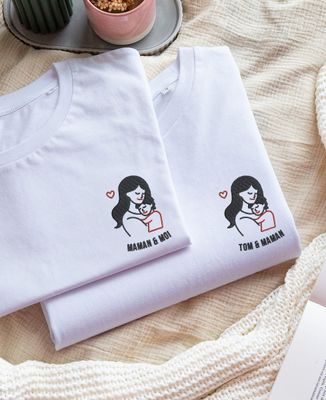 Child T-Shirt Personalized embroidered mom and child - Mom's gifts, Mom/Dad-to-be