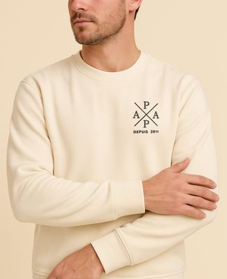 Sweatshirt homme PAPA depuis date brodé personnalisé - Cadeaux Papa