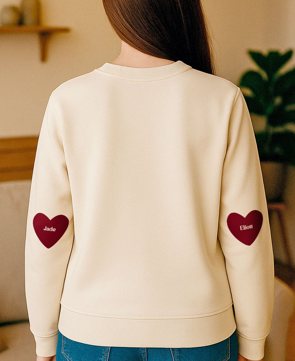 Shirt Heart Elbow Patches Women's Sweater With Heart Elbow Patches