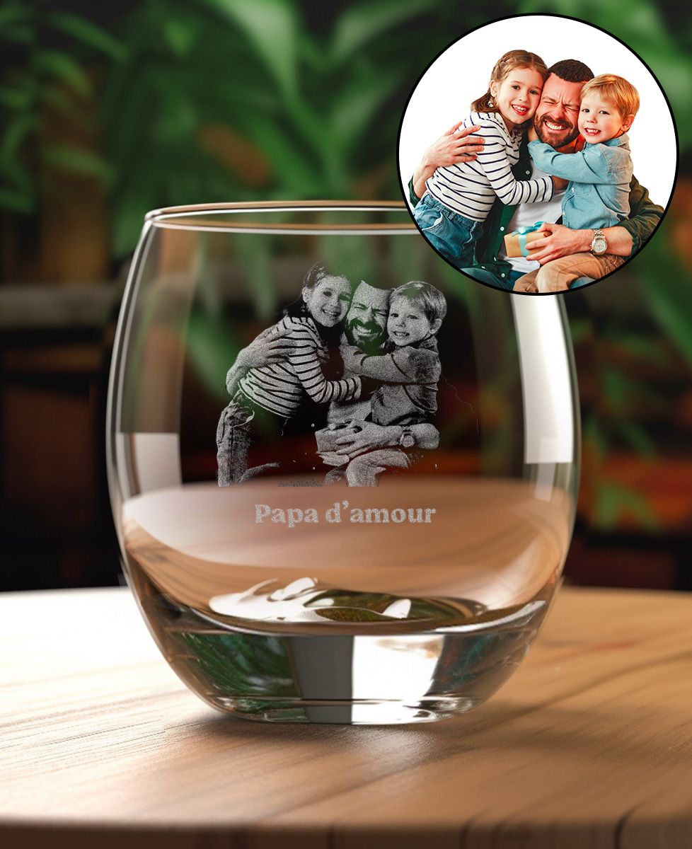 Verre à whisky Photo et Texte gravés