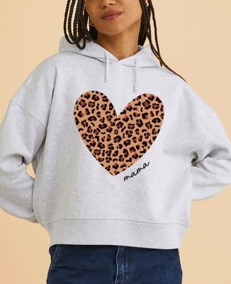 Women's Hoodie Large personalized leopard mama heart - Mom's gifts, Grandma's gifts