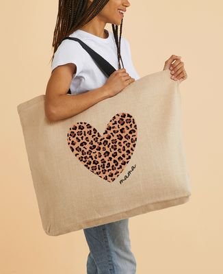 XXL bag Large personalized leopard mama heart - Mom's gifts, Grandma's gifts