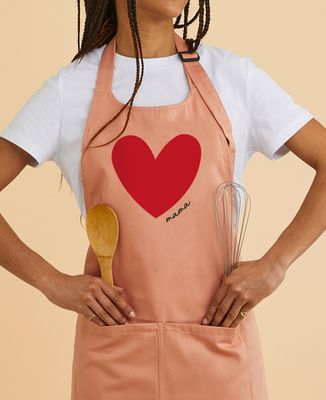Apron with pocket Big colorful personalized mama heart - Mom's gifts, Mom/Dad-to-be