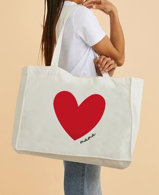 XXL Tote bags Big colorful personalized mama heart - Mom's gifts, Mom/Dad-to-be