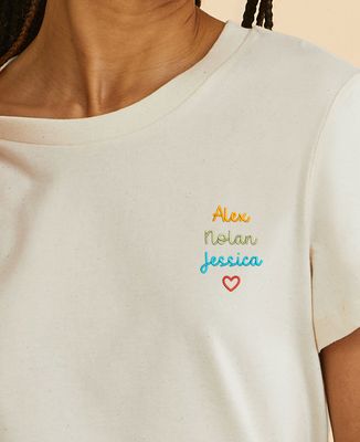 Women's T-Shirt Personalized embroidered multicolored first names