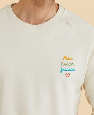 Men's sweatshirt Personalized embroidered multicolored first names