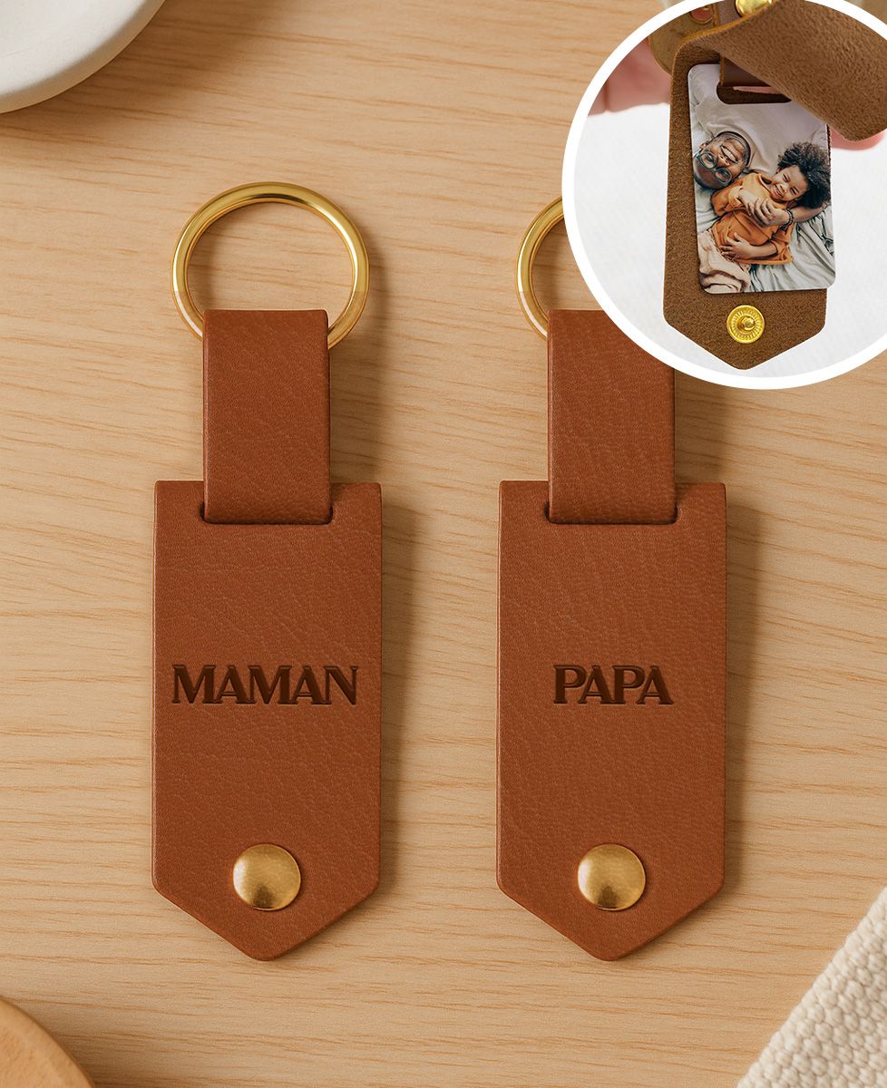 Coffret Duo de Portes-clés Papa/Maman et 2 photos - Cadeaux Papa, Cadeaux Maman, Future Maman