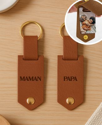 Duo de Portes-clés Papa/Maman et 2 photos