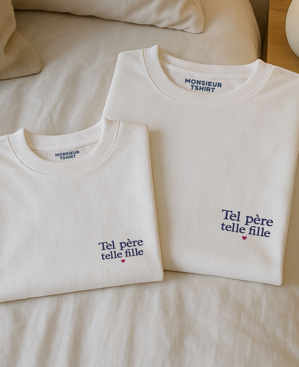 Coffret Duo de T-shirts Tel père tel fils/telle fille - Cadeaux Papa