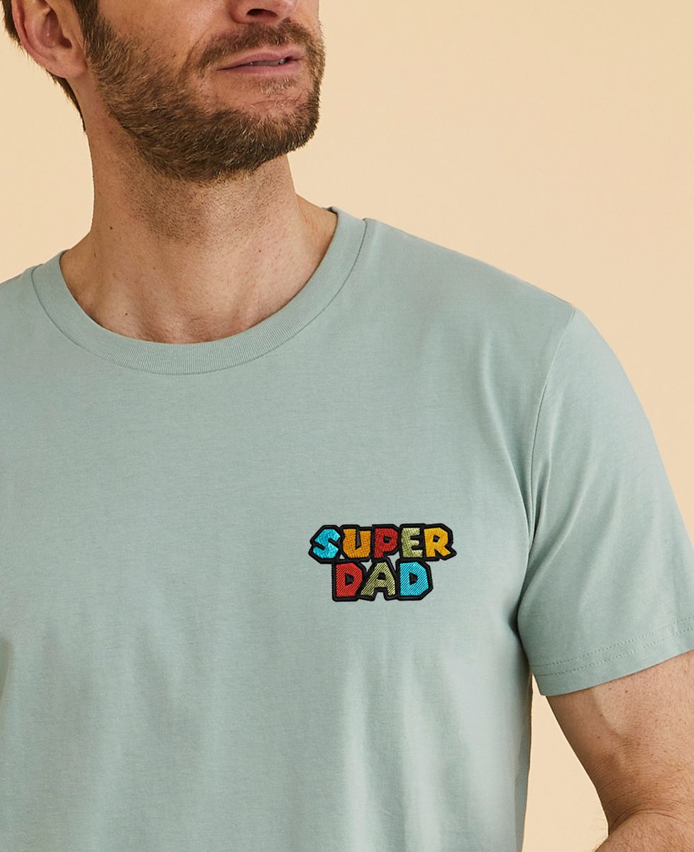 Men's T-Shirt Super Dad embroidered video game