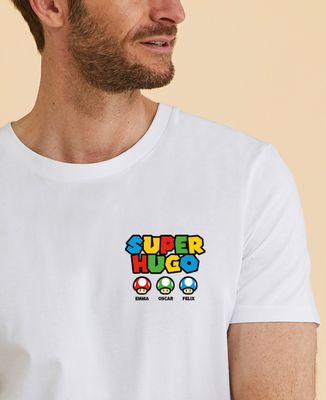 Men's T-Shirt Super first name video game and its mushrooms - Gifts for Dad, Geek & Video Games