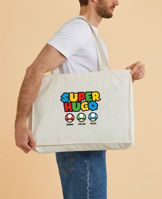 XXL Tote bags Super first name video game and its mushrooms - Gifts for Dad, Geek & Video Games