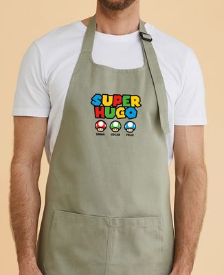Grembiule con tasca Il videogioco Super first name e i suoi funghi - Regali per papà, Geek e videogiochi