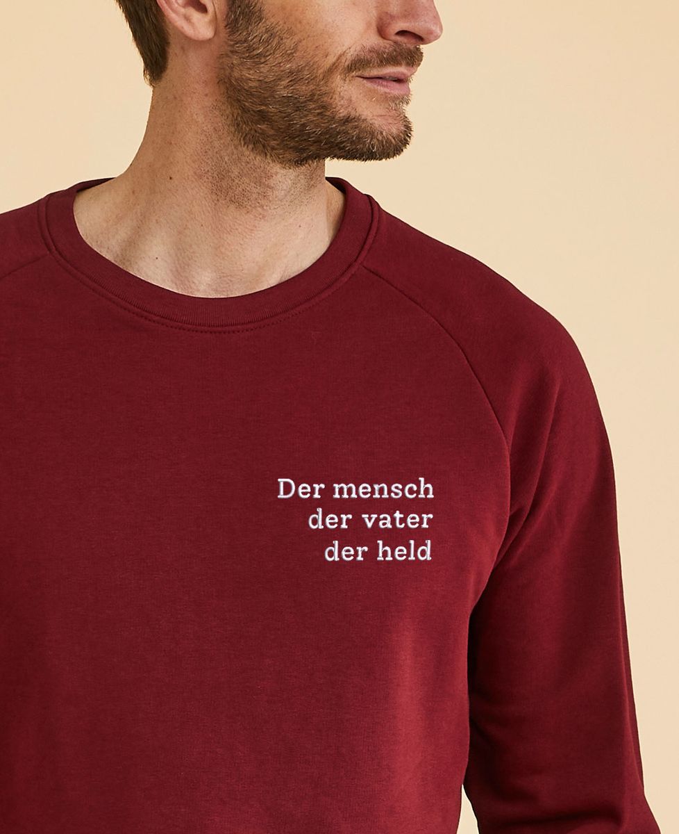 Sweatshirt Mann Der Mensch, der Vater, der Held gestickt