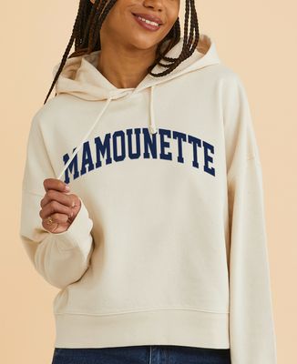 Hoodie femme Mamounette en velours et prénoms sur la manche - Cadeaux Maman, Future Maman