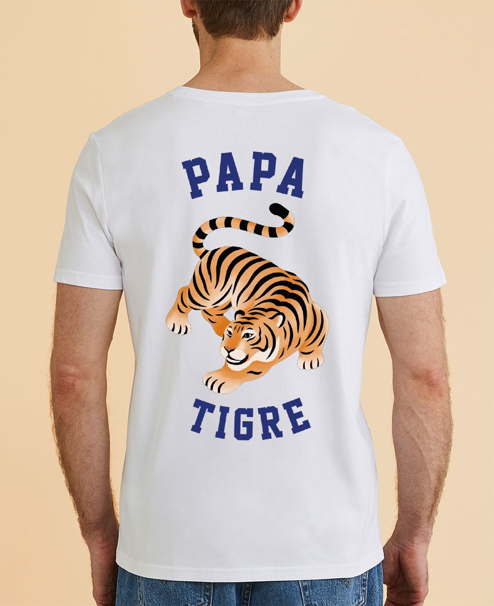 T-shirt homme Papa tigre backprint - Cadeaux Papa