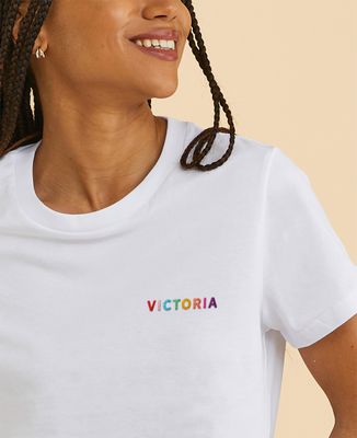 Women's T-Shirt Multicolored embroidered first name - Gifts for Dad, Mom's gifts