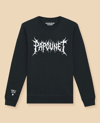 Sweatshirt homme Papounet death metal et prénoms sur la manche