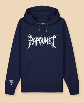 Hoodie homme Papounet death metal et prénoms sur la manche