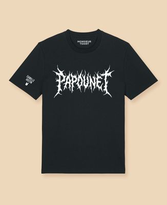 T-shirt homme Papounet death metal et prénoms sur la manche