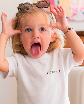 Child T-Shirt Multicolored embroidered first name - Gifts for Dad, Mom's gifts