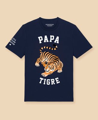 T-shirt homme Papa tigre et prénoms sur la manche