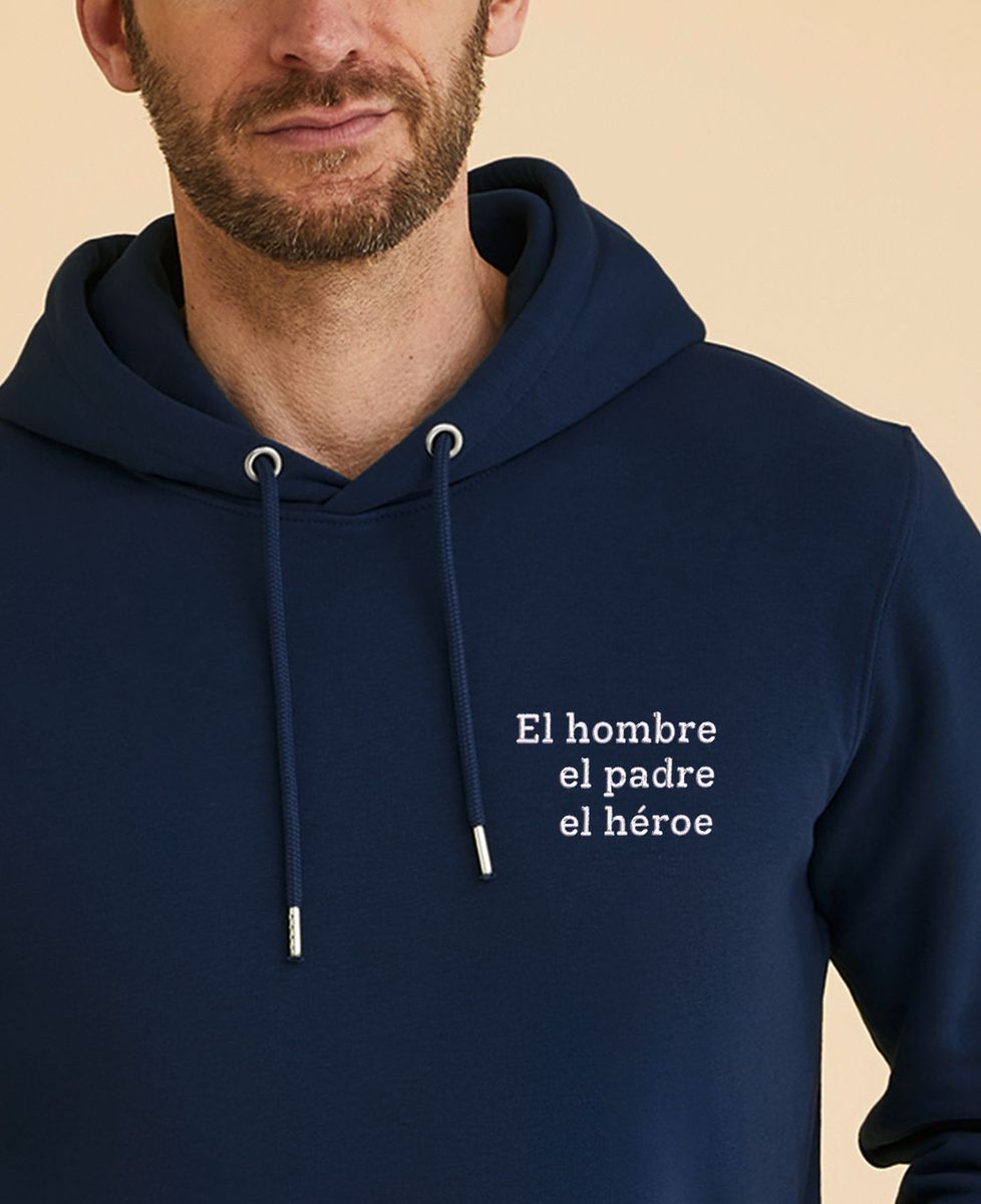 Sudadera con capucha para hombre El hombre, el padre, el héroe brodé