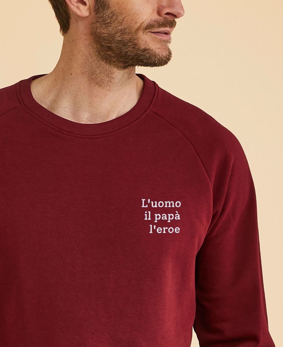 Felpa uomo l'uomo il padre l'eroe brodé