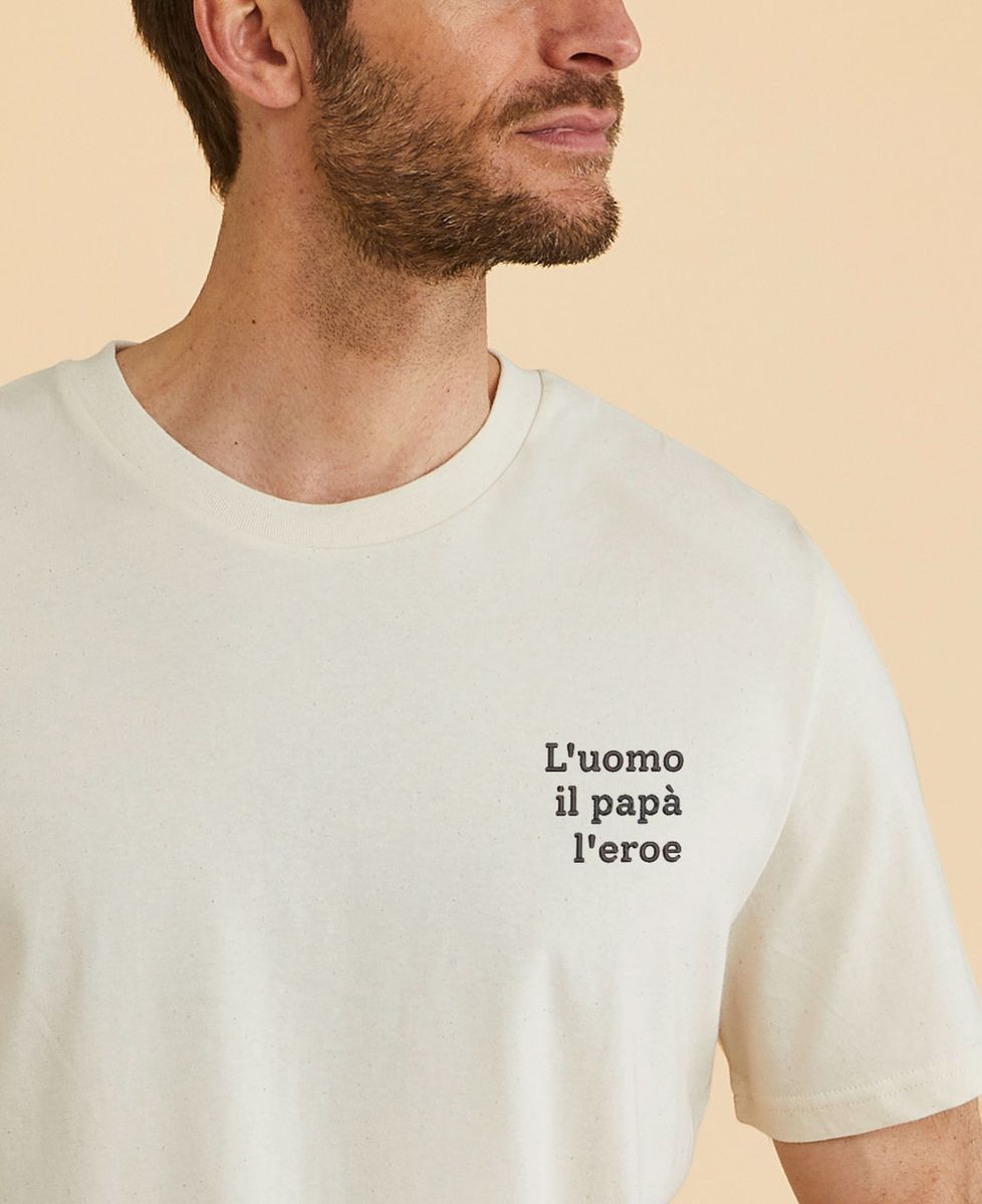 T-shirt per lui l'uomo il padre l'eroe brodé