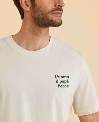 T-shirt per lui l'uomo il padre l'eroe brodé