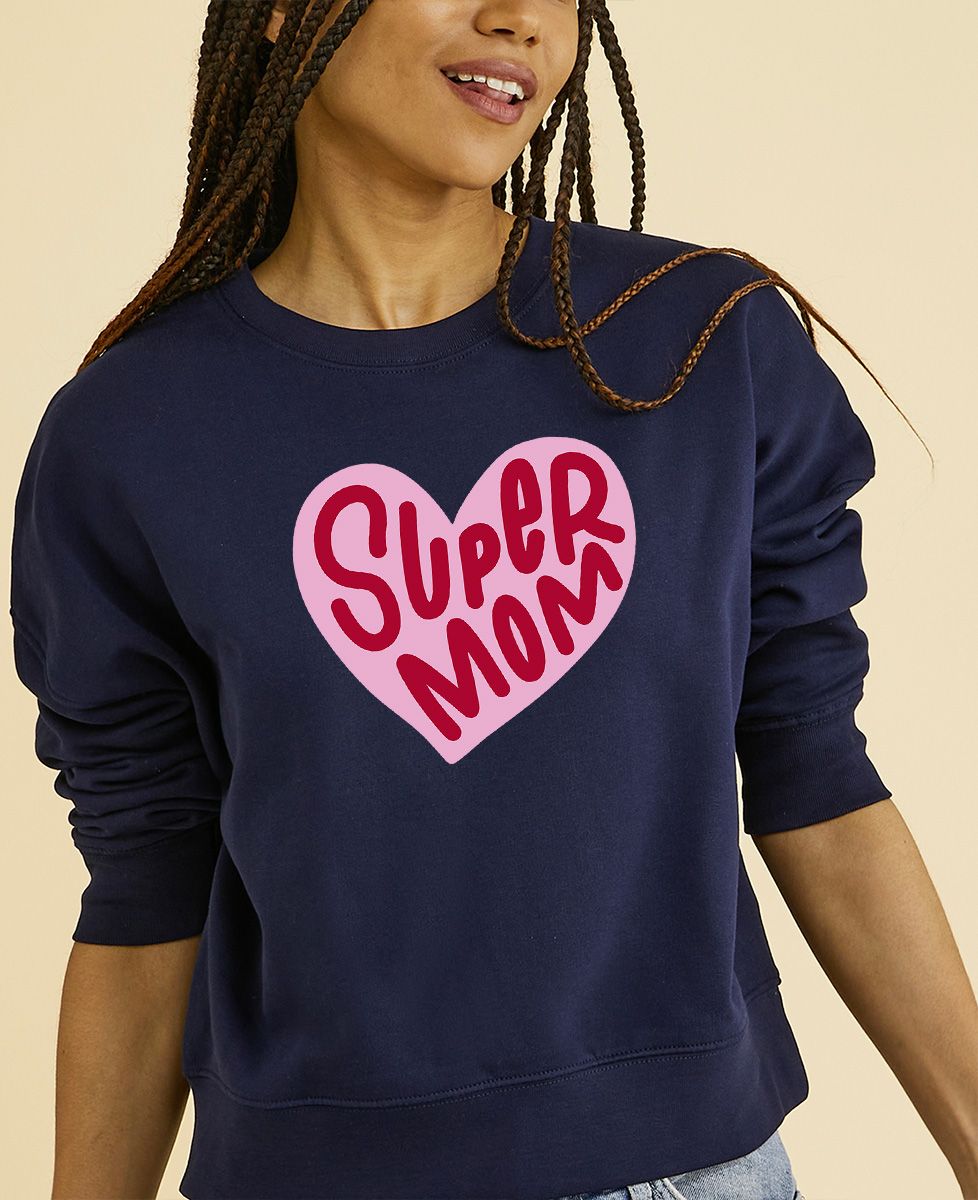 Sweatshirt femme Super Mom coeur