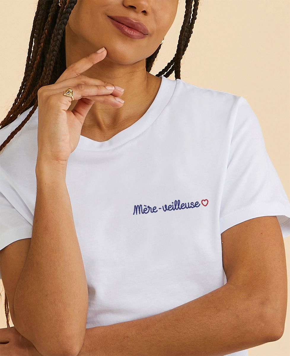 T-shirt femme Mère-veilleuse (brodé) - Cadeaux Maman