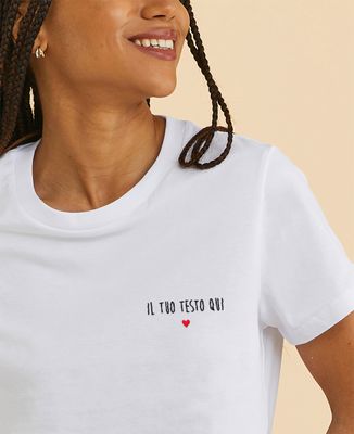 T-shirt per lei Cuoricino ricamato personalizzato - Regali per coppie