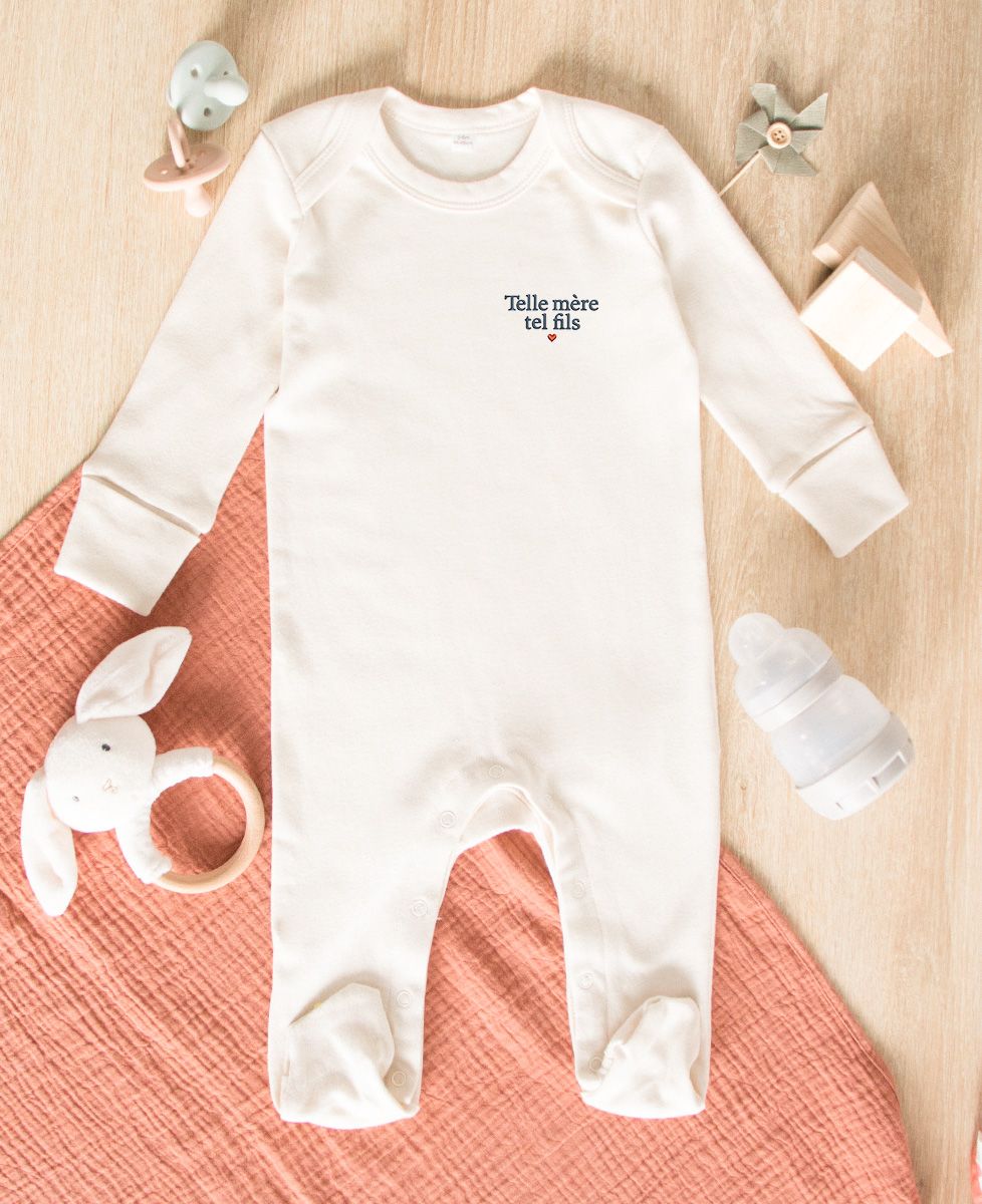 Pyjama bébé Telle mère tel fils (brodé) - Cadeaux Maman, Cadeaux Couple, Duo assortis