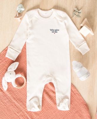 Pyjama bébé Telle mère tel fils (brodé) - Cadeaux Maman, Cadeaux Couple, Duo assortis