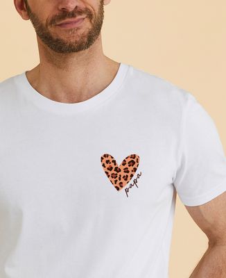 T-shirt homme Coeur léopard papa personnalisé - Cadeaux Papa